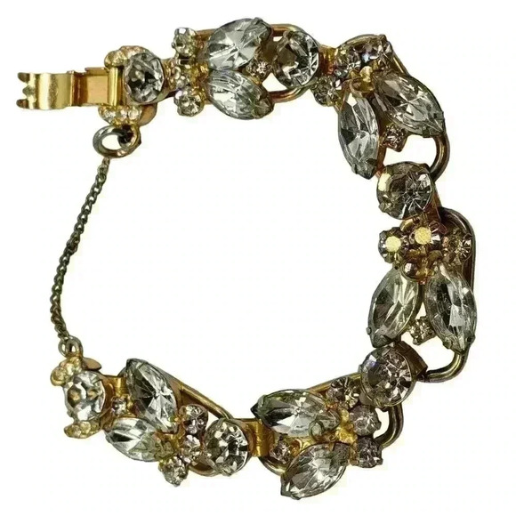 Vintage Bracelet  D&E JULIANA big Chunky Rhinestone Gold 7 Link RARE Statement - Picture 5 of 7
